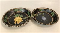 2 Painted Paper Mache Fruit Bowls