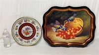 Vintage Daher England & Birds w Fruit Metal Trays