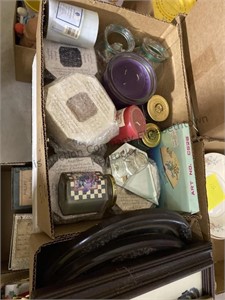 Three box lot of household decorating items,
