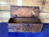 Old wooden box some damage to hinge see pic