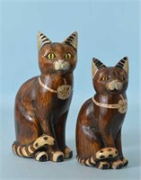 Pair of Wooden Cats