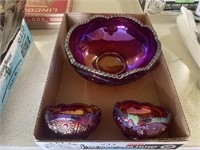 PURPLE CARNIVAL GLASS BOWL