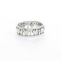 Sterling Silver Heart & Cross Band Ring - Size 6