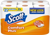 Case of 4 Scott ComfortPlus 12 Double Rolls 1-Ply