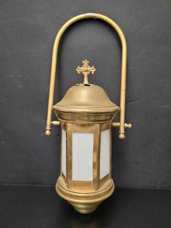 Religious Brass Portable Lamp vtg