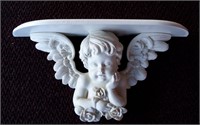 Angel Cherub Sculpture Resin Wall Shelf Victorian