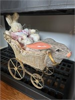 Vintage Rabbit / Bunny in Carriage