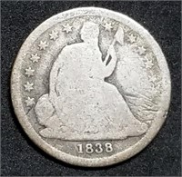 1838 Seated Liberty Silver Dime