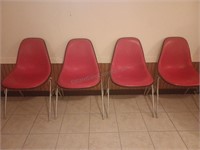 4 Red Bucket Chairs