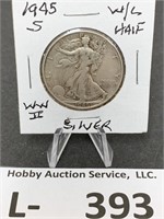 Silver Walking Liberty Half Dollar 1945-S