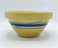 Early Hull Pottery Yellow Ware Ribbed Blue Bowl