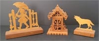 Pair Of Wood Silhouette & Intricate Wooden Out