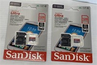 Lot of 2 SanDisk 128GB MicroSD Cards - NEW