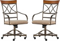 Powell Pewter & Bronze Swivel Arm Chair Set