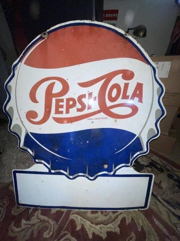 2-Sided Porcelain Pepsi-Cola Sign 29"L x 35"H