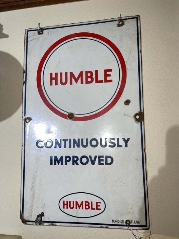 "Humble Continuously Improved" Porcelain Sign