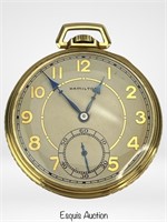 Antique Hamilton 17 Jewels Pocket Watch 14k Gold F