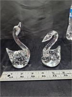 2 Art Glass Swans