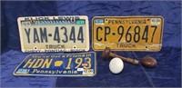 (3) PA. License Plates & Vintage Door Knobs