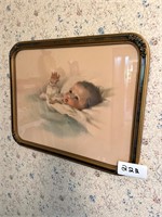 Vintage Baby Photo with floral curved frame