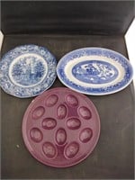 Fiesta Egg Plate, Blue Willow & Liberty Blue Plate