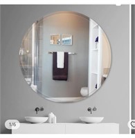24" Round Frameless Bathroom Mirror w/ 1" Beveled