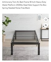 NEW Twin-XL Bed-Frame, Metal-Platform 18"t