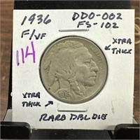 1936 BUFFALO NICKEL DDO-002 DOUBLE DIE