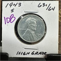 1943-S WHEAT PENNY CENT HIGH GRADE