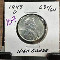 1943-D WHEAT PENNY CENT STEEL HIGH GRADE