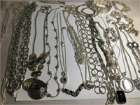 ESTATE LOT 1 - SILVER TONE NECKLACES & BRACELETS