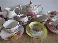 Luxury Royal China w/ Teapot, Cups, Saucers,