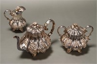Victorian Three Piece Sterling Silver Tea Set,