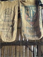 2 antique burlap feed bags (glf mills & master