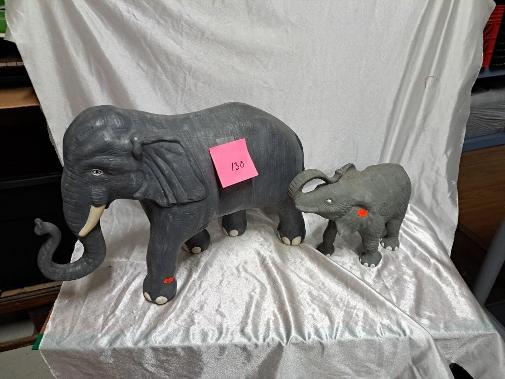 2 clay elephants