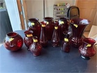 Vintage Ruby Red 11 Vases
