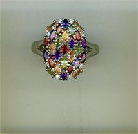 S9 Sterling Multi Color Oval Ring
