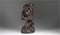 CHINESE CARVED BLACK WOOD ROOT FIGURE