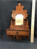 Vintage Wood Eastlake Mirror with One Drawer and
