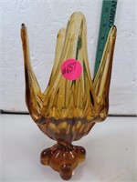 Vintage Amber Art Glass Vase 8&1/4"