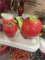 APPLE TEAPOT , SUGAR AND CREAMER