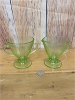 Set of Uranium Glass Cream & Sugar