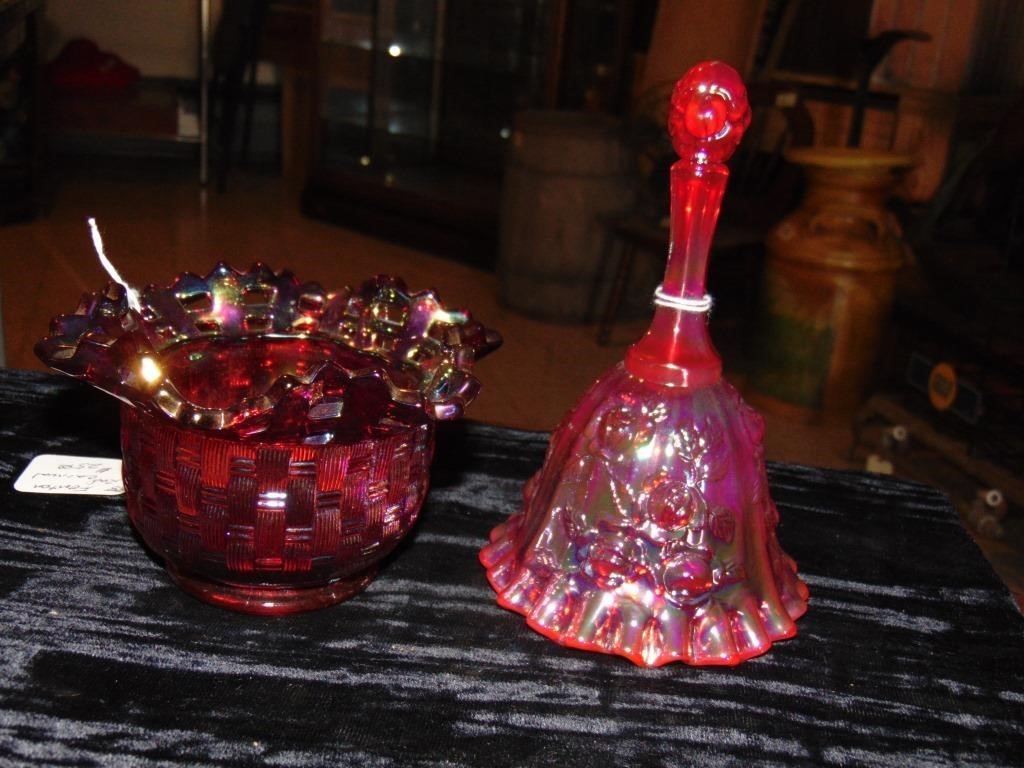 (2) Pieces of Fenton Red Carnival Glass