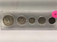 US Coin Type Set - Walker, Washington, Mercury,