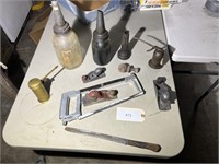 MOBIL OIL CAN SPOUTS, OIL CANS AND OLD PLANERS
