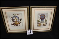 Pair of 18x21" Matted & Framed Vintage Hot Air