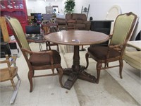 Wooden decorative round table w/ 2 chairs