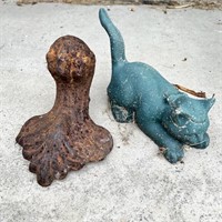 Metal Ornament & Small Cat Statue