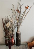 Lot of 4 Artificial Flower Arrangements w/ Vases