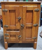 Antique Wooden Freezer Chest Oak Ice Box